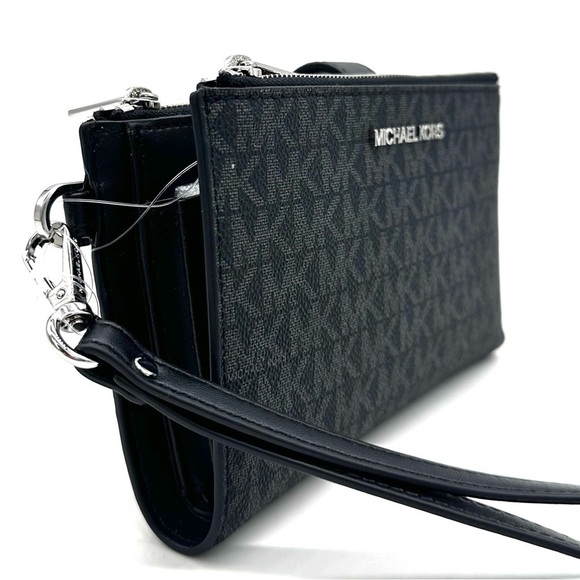 Michael Kors Large Double Zip Wallet Wristlet Black - Picture 4 of 9